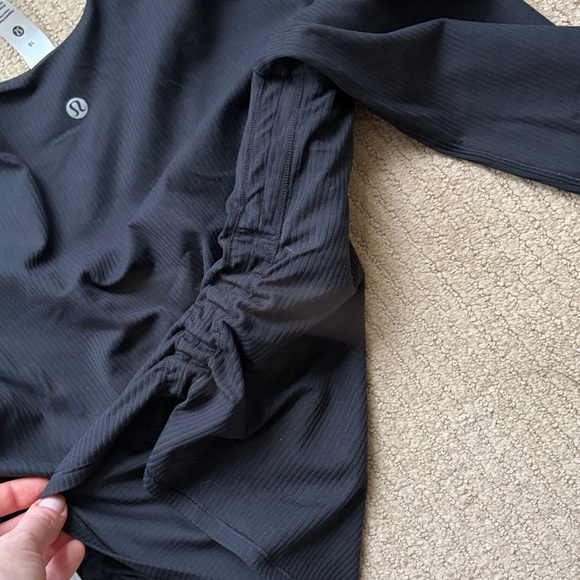 Lululemon all It Takes Ribbed Nulu V-Neck Long Sleeve Shirt, B-D Cups, Black, 10 - Picture 8 of 8